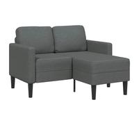 vidaXL Sofá de 2 plazas con chaise longue en forma de L, color gris oscuro, 125 cm, tela,