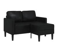 vidaXL Sofá de 2 plazas con chaise longue en forma de L, color negro, 125 cm, piel sintética