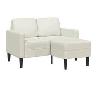 vidaXL Sofá de 2 plazas con chaise longue en forma de L crema 125 cm