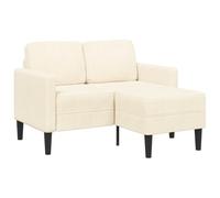 vidaXL Sofá 2 plazas con chaise longue en forma de L 125 cm Crema para dormitorio