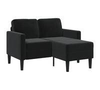 vidaXL Sofá de 2 plazas con chaise longue en forma de L, terciopelo negro, 125 cm,