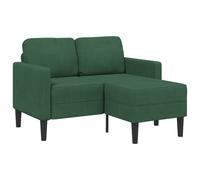 vidaXL Sofá de 2 plazas con chaise longue en forma de L verde oscuro 125 cm