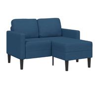 vidaXL Sofá de 2 plazas con chaise longue en forma L Tela Azul 125 cm