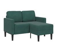 vidaXL Sofá de 2 plazas con chaise longue forma L verde oscuro 125 cm