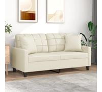 vidaXL Sofá de 2 plazas con cojines, cuero sintético color crema, 140 cm