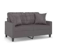 vidaXL Sofá de 2 plazas con cojines cuero sintético gris 120 cm