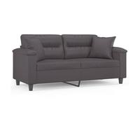 vidaXL Sofá de 2 plazas con cojines cuero sintético gris 140 cm