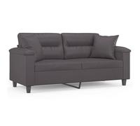 vidaXL Sofá de 2 plazas con cojines cuero sintético gris 140 cm