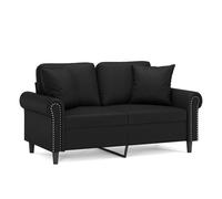 vidaXL Sofá de 2 plazas con cojines cuero sintético negro 120 cm