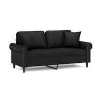 vidaXL Sofá de 2 plazas con cojines cuero sintético negro 140 cm