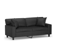 vidaXL Sofá Liuj 2 plazas con 2 cojines negro 80x140x77 cm
