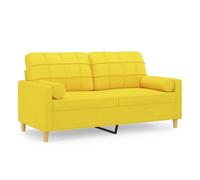 Vidaxl sofá de 2 plazas con cojines tela amarillo claro 140 cm