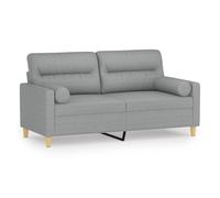 vidaXL Sofá de 2 plazas con cojines, tela gris claro 140 cm