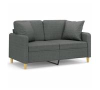 vidaXL Sofá de 2 plazas con cojines, tela gris oscuro 120 cm