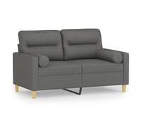 vidaXL Sofá de 2 plazas con cojines, tela gris oscuro, 120 cm