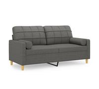 vidaXL Sofá de 2 plazas con cojines, tela gris oscuro 140 cm