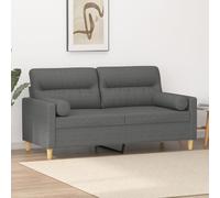 vidaXL Sofá de 2 plazas con cojines, tela gris oscuro, 140 cm
