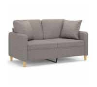 Sofá de 2 plazas moderno con estructura de metal y tela 100% poliéster transpirable, cojines decorativos rellenos de algodón PP, color gris taupe, dimensiones 138x77x80 cm, ideal para salón o sala de 