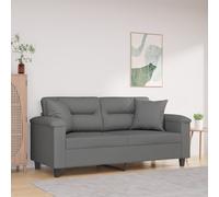 vidaXL Sofá de 2 plazas con cojines tela microfibra gris oscuro 140 cm