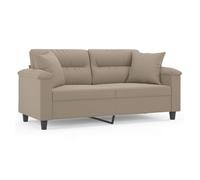 vidaXL Sofá de 2 plazas con cojines tela microfibra gris taupe 140 cm