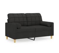vidaXL Sofá de 2 plazas con cojines, tela negra, 120 cm