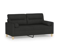 Sofá De 2 Plazas Con Cojines Tela Negro 140 Cm Vidaxl