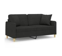 vidaXL Sofá de 2 plazas con cojines, tela negra, 140 cm