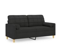 Vidaxl sofá de 2 plazas con cojines tela negro 140 cm