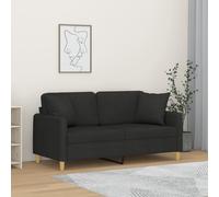 Vidaxl sofá de 2 plazas con cojines tela negro 140 cm