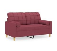 vidaXL Sofá de 2 plazas con cojines tela rojo tinto 120 cm