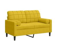 vidaXL Sofá de 2 plazas con cojines terciopelo amarillo 120 cm