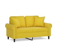 vidaXL Sofá 2 plazas 120 cm, tapizado en terciopelo amarillo con cojines decorativos