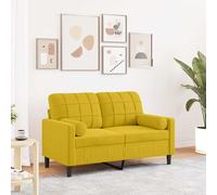 vidaXL Sofá de 2 plazas con cojines, terciopelo amarillo, 120 cm