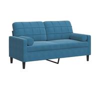 vidaXL Sofá de 2 plazas con cojines terciopelo azul 140 cm