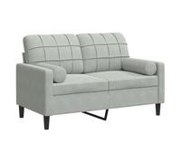 vidaXL Sofá de 2 plazas 120 cm con cojines de terciopelo gris claro