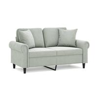 vidaXL Sofá de 2 plazas con cojines en terciopelo gris claro 120 cm