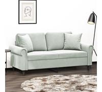 vidaXL Sofá de 2 plazas con cojines de terciopelo gris claro 140 cm