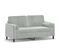 vidaXL Sofá de 2 plazas con cojines terciopelo gris claro 140 cm