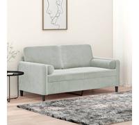 vidaXL Sofá de 2 plazas con cojines terciopelo gris claro 140 cm