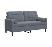 vidaXL Sofá de 2 plazas con cojines de terciopelo gris oscuro 140 cm