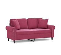 vidaXL Sofá de 2 plazas con cojines terciopelo rojo tinto 140 cm