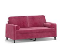 Sofá De 2 Plazas Con Cojines Terciopelo Rojo Tinto 140 Cm Vidaxl
