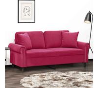 vidaXL Sofá de 2 plazas con cojines terciopelo rojo tinto 140 cm