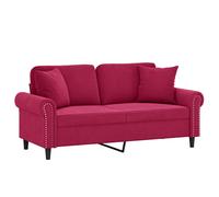 Vidaxl sofá de 2 plazas con cojines terciopelo rojo tinto 140 cm