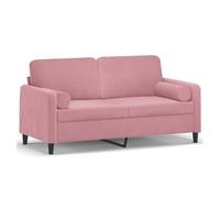 vidaXL Sofá de 2 plazas con cojines terciopelo rosa 140 cm