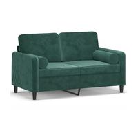 vidaXL Sofá de 2 plazas con cojines terciopelo verde oscuro 120 cm
