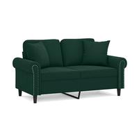 vidaXL Sofá de 2 plazas con cojines terciopelo verde oscuro 120 cm