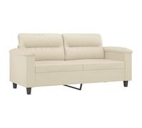 vidaXL Sofá de 2 plazas tapizado con reposabrazos y respaldo cuero sintético crema 140 cm