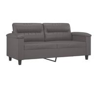 vidaXL Sofá de 2 plazas tapizado con reposabrazos y respaldo, cuero sintético gris 140 cm