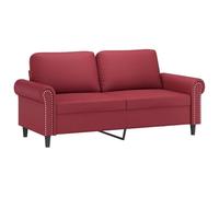 vidaXL Sofá de 2 plazas – Respaldo y reposabrazos – Asiento tapizado, cuero sintético rojo tinto